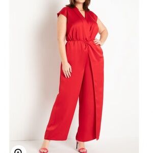 Eloquii Red Satin Jumpsuit Size 20
